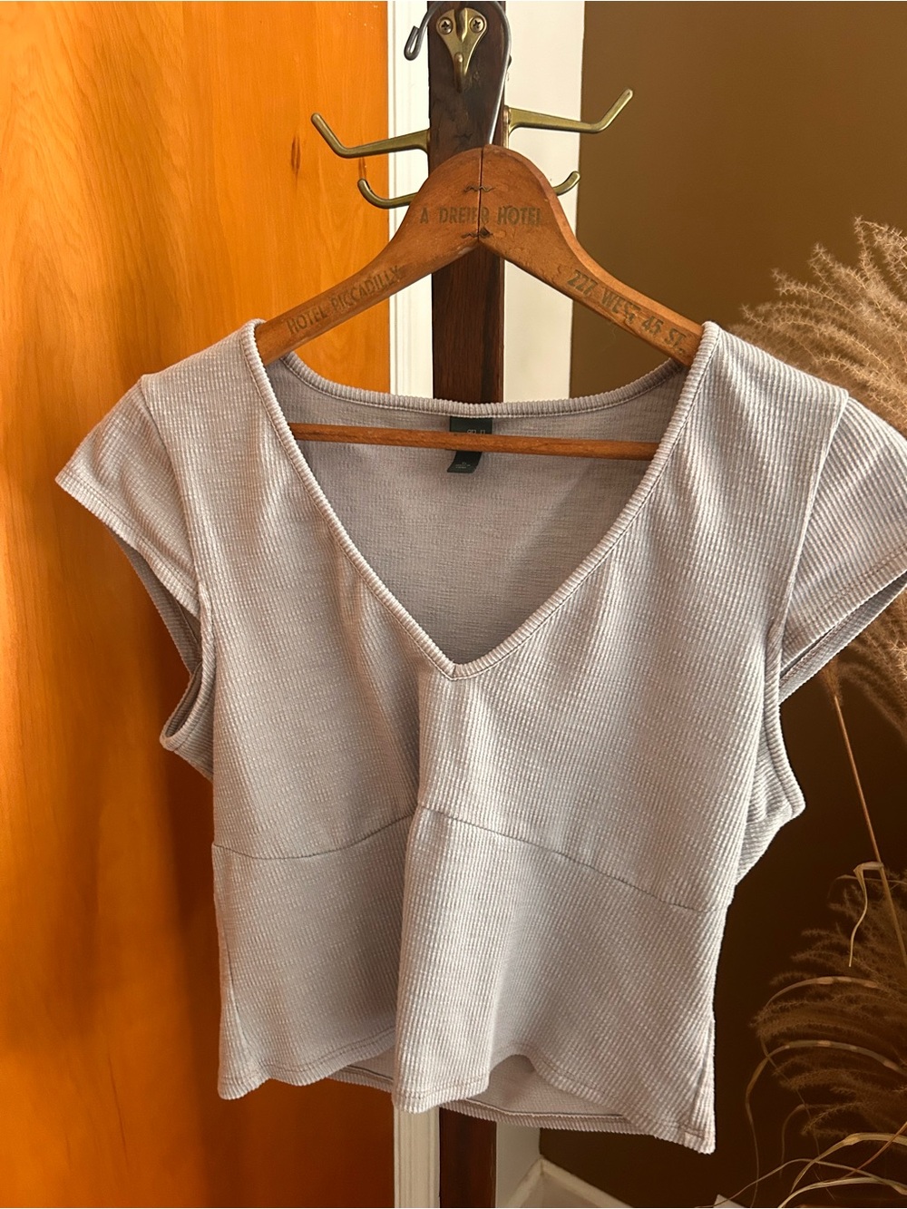 Fitted cap sleeve deep V crop top